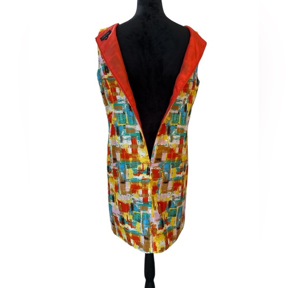 TAHARI ASL Abstract Watercolor Sheath Dress Size 10 - Vibrant Art Print - Picture 7 of 8